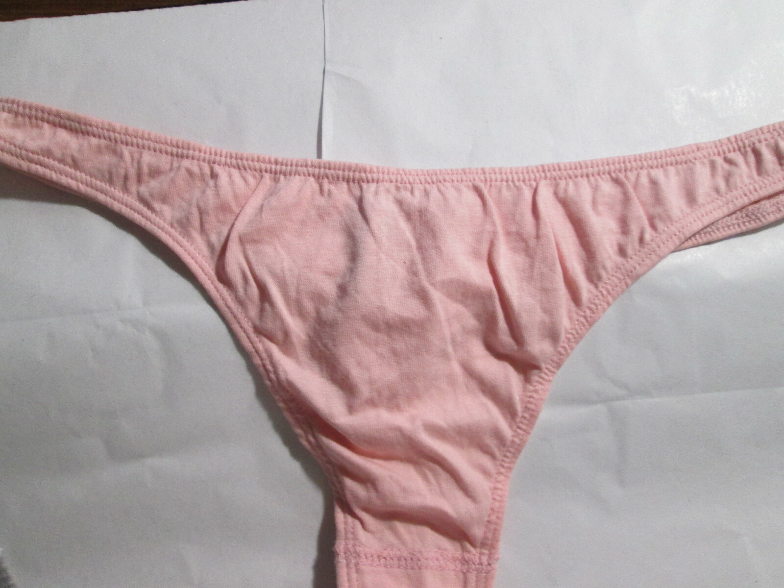 2 New 95% Cotton Thong Panties💜 Size L Set of Peach + Gray Lime ‘Guac is Extra’
