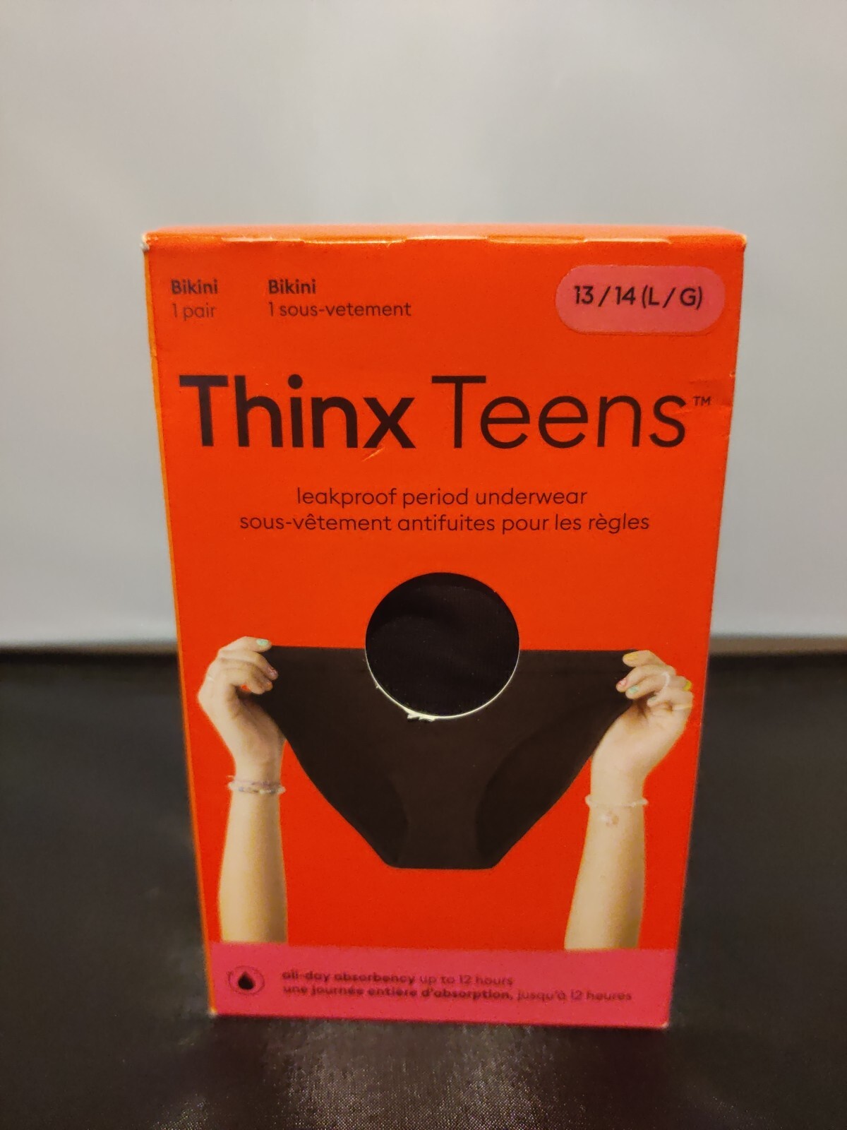 THINX Teens Period Bikini Underwear 13/14 Large Super Absorbency Panty NEW Black