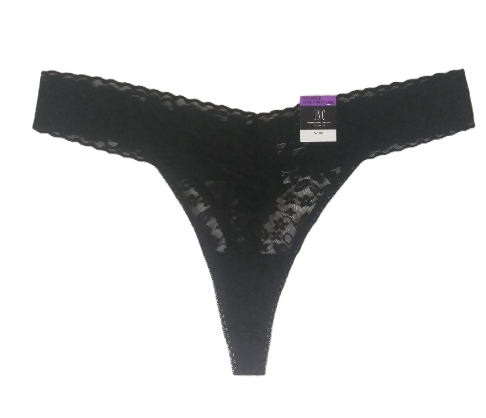 INC International Concepts Womens Floral Lace Thong 2XL 3 Pairs Black Gray Blue