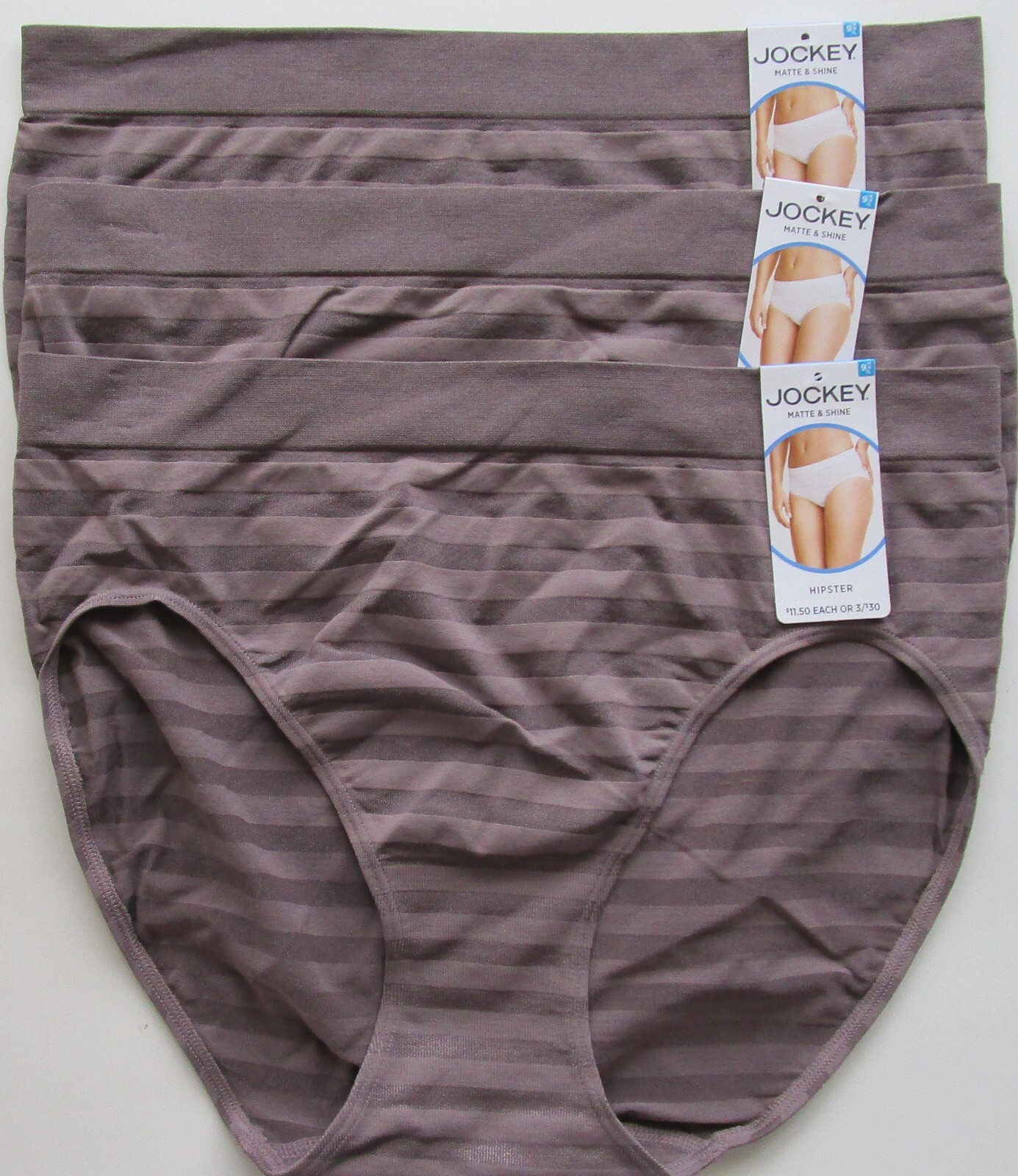 Jockey Matte & Shine Hipster Pantie 3 Pack Style 001307 Size 9 XXL NWT MSRP $30