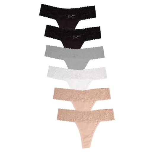 Lace Thongs for Women – 6 or 12 Pack Low Rise Thongs – X-Large 6pk Neutrals