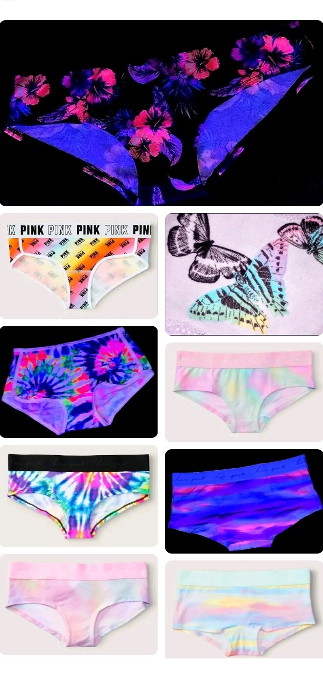 Victoria’s Secret PINK LOT OF 2 Neon Rainbow Logo Butterfly S M L XL XXL Panties
