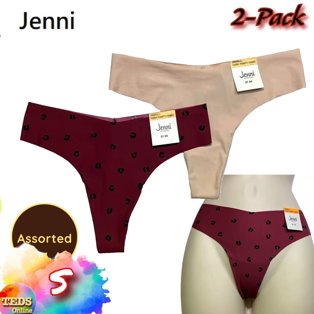 NWT 2-Pack Jenni Woman’s S No-Show Thong Underwear Assorted
