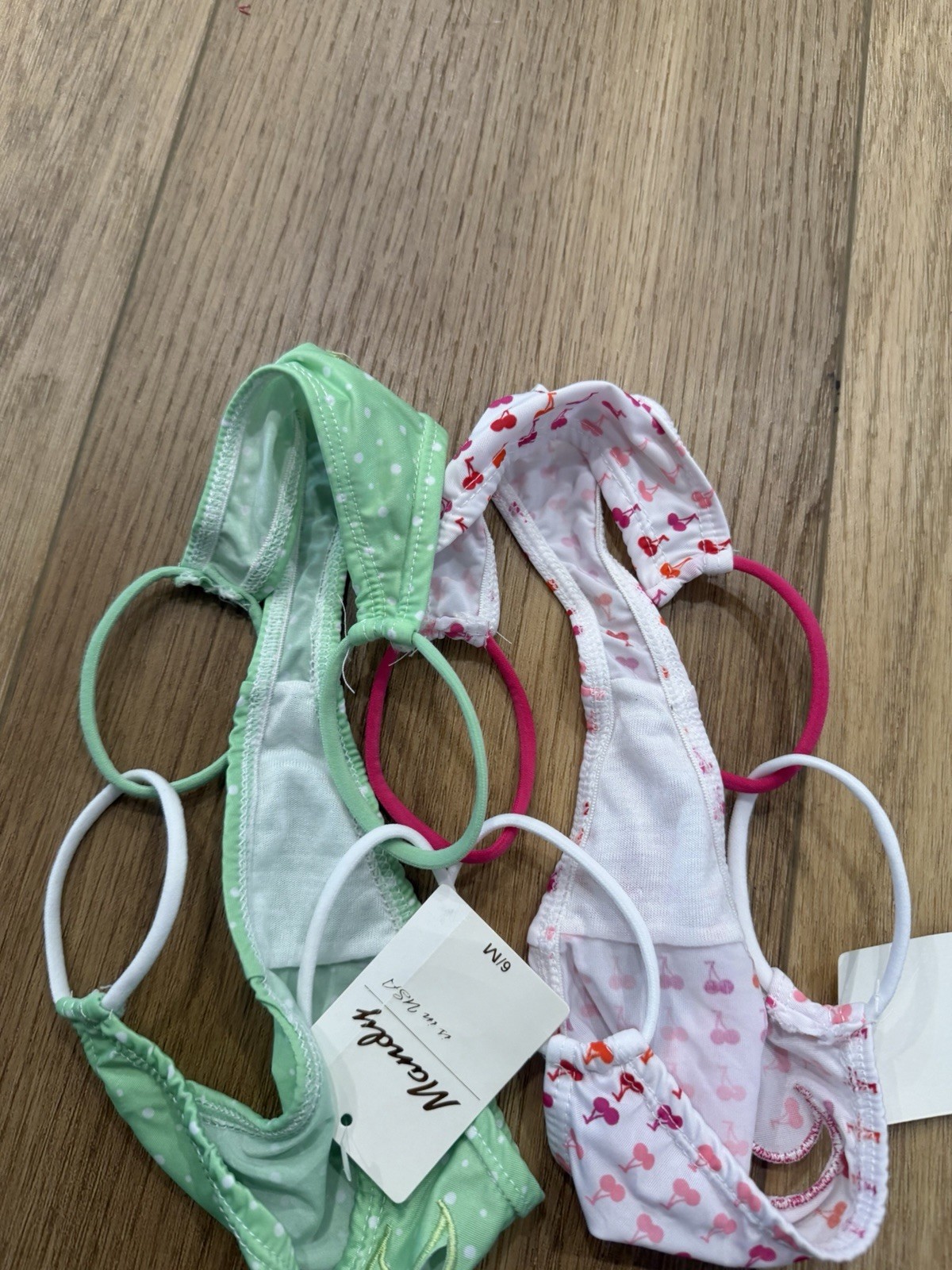 Mandy 2-Pack Thong/String Panties 6/M Multicolor Polka Dot Ring Stretch