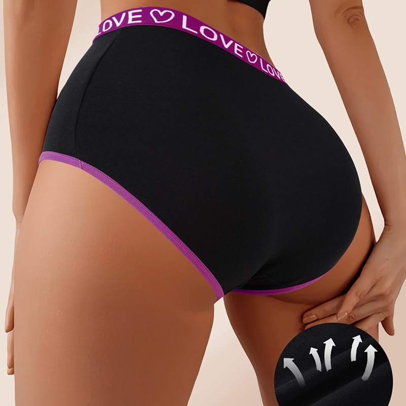 3 Pack High Waist Letter Print Cotton Bikini Tummy Control Breathable Butt Lift