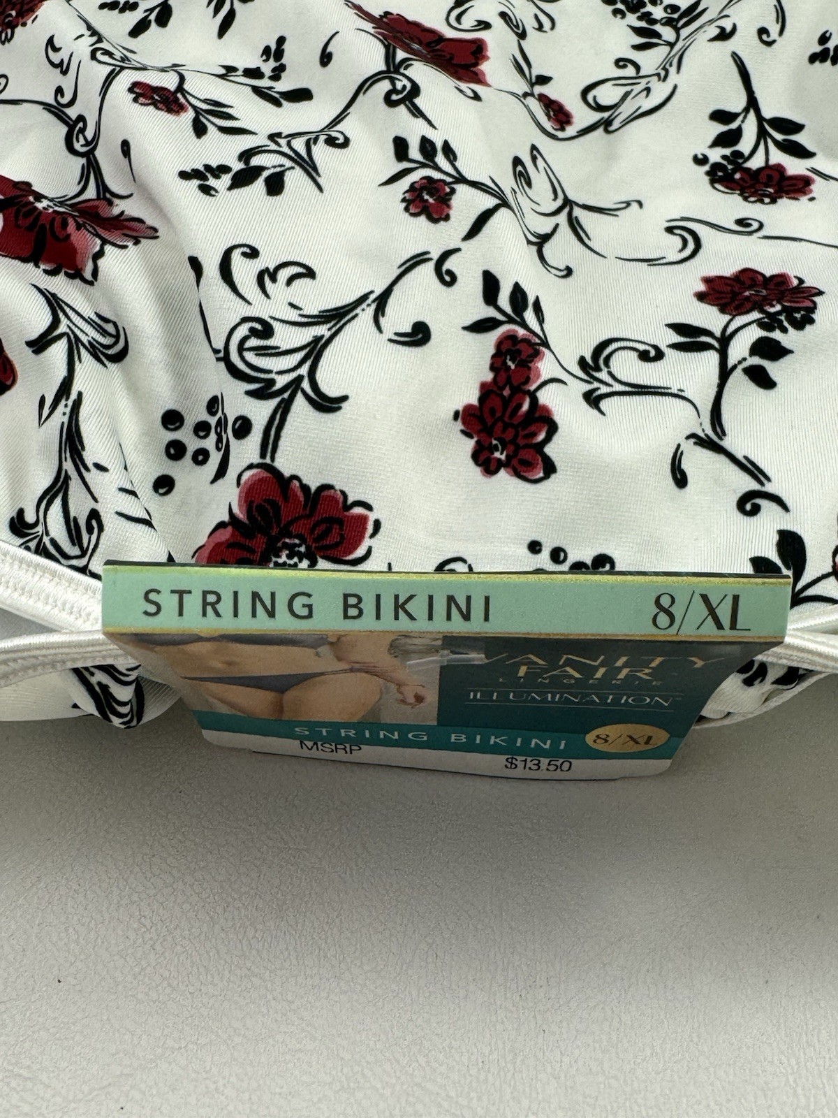Lot 3 Vanity Fair Lingerie Illumination String Bikini 8/XL flowers NWT