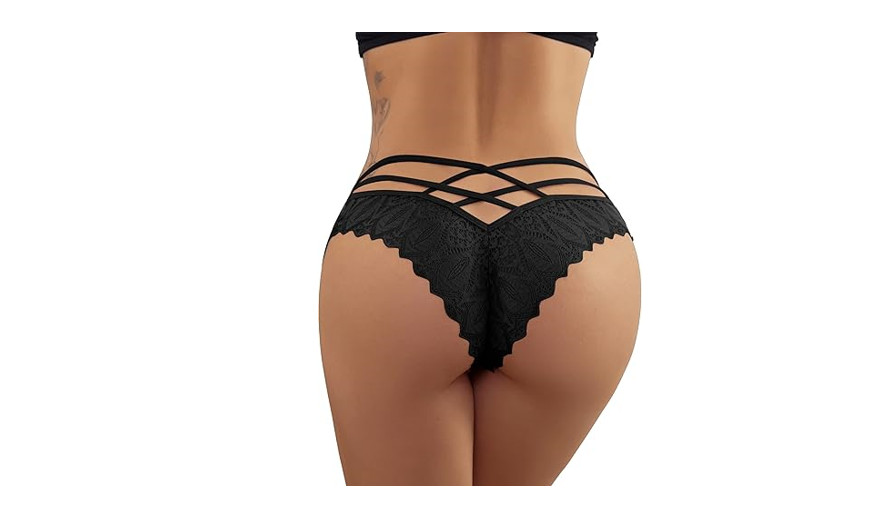 Milumia Women Sexy Floral Lace Underwear Criss Cross Seamless Bikini Panty Small