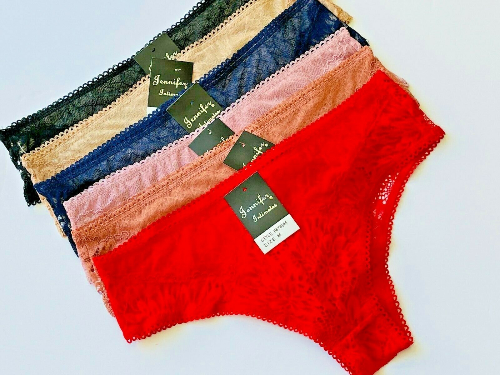 6-12 Bikini Hispter Boykini Lace Straps Panties Undies CHEEKY HI-CUT 68789 S-XL
