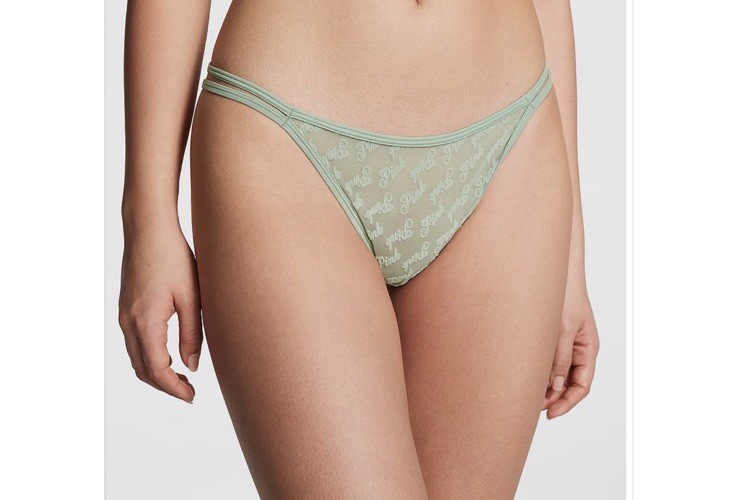 🌹Victoria Secret “pink” 🎉Double Strap Iceberg Green LARGE Thong