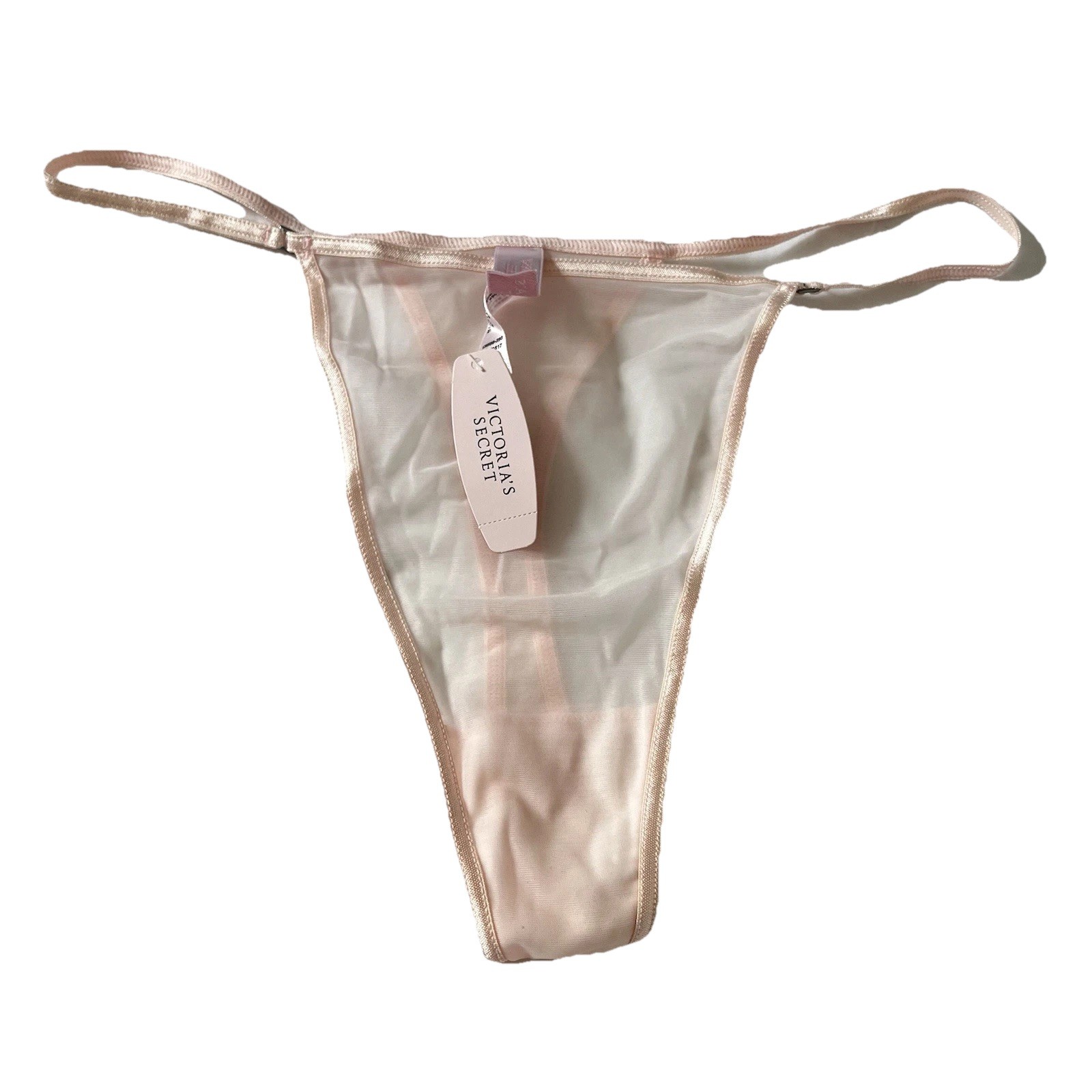 NWT Victoria’s Secret VTG Y2K 2000 Silky String Sheer Pink Thong Panties Medium