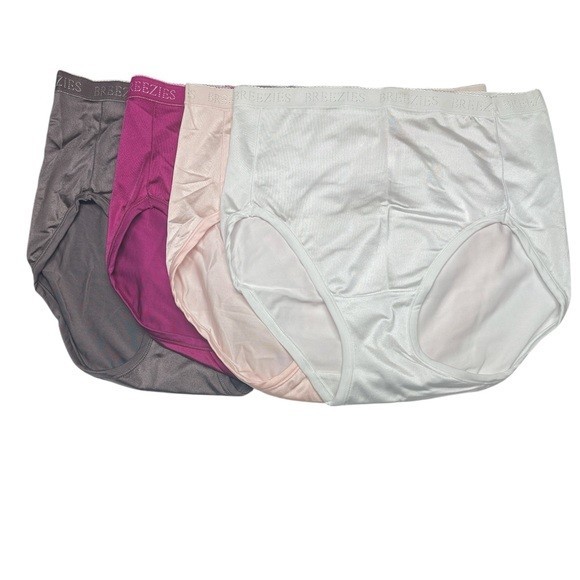 Breezies~Set of 4~Nylon Microfiber Hi-Cut Briefs~Medium~A287800 12988