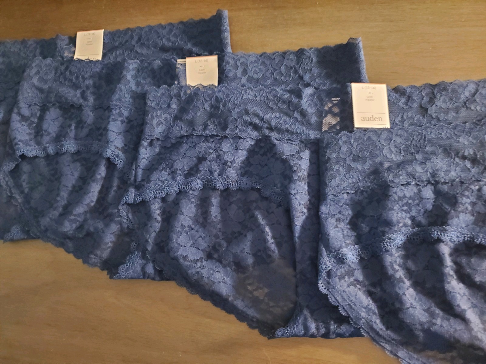 5 Pairs AUDEN navy Smart Blue Lace Hipster Panties Large (12-14) New Lot Sexy