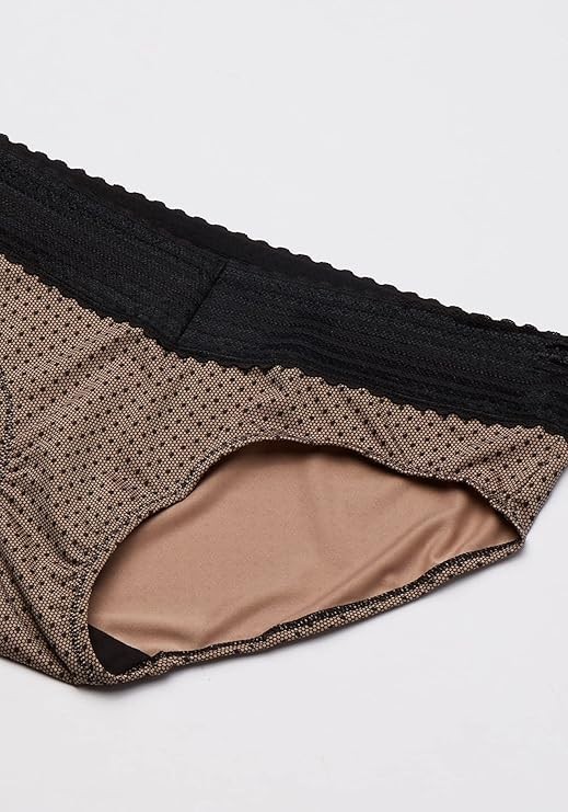 3 Pack Warner’s Women’s Hipster Panties MEDIUM Black Almond Lace Dot Print