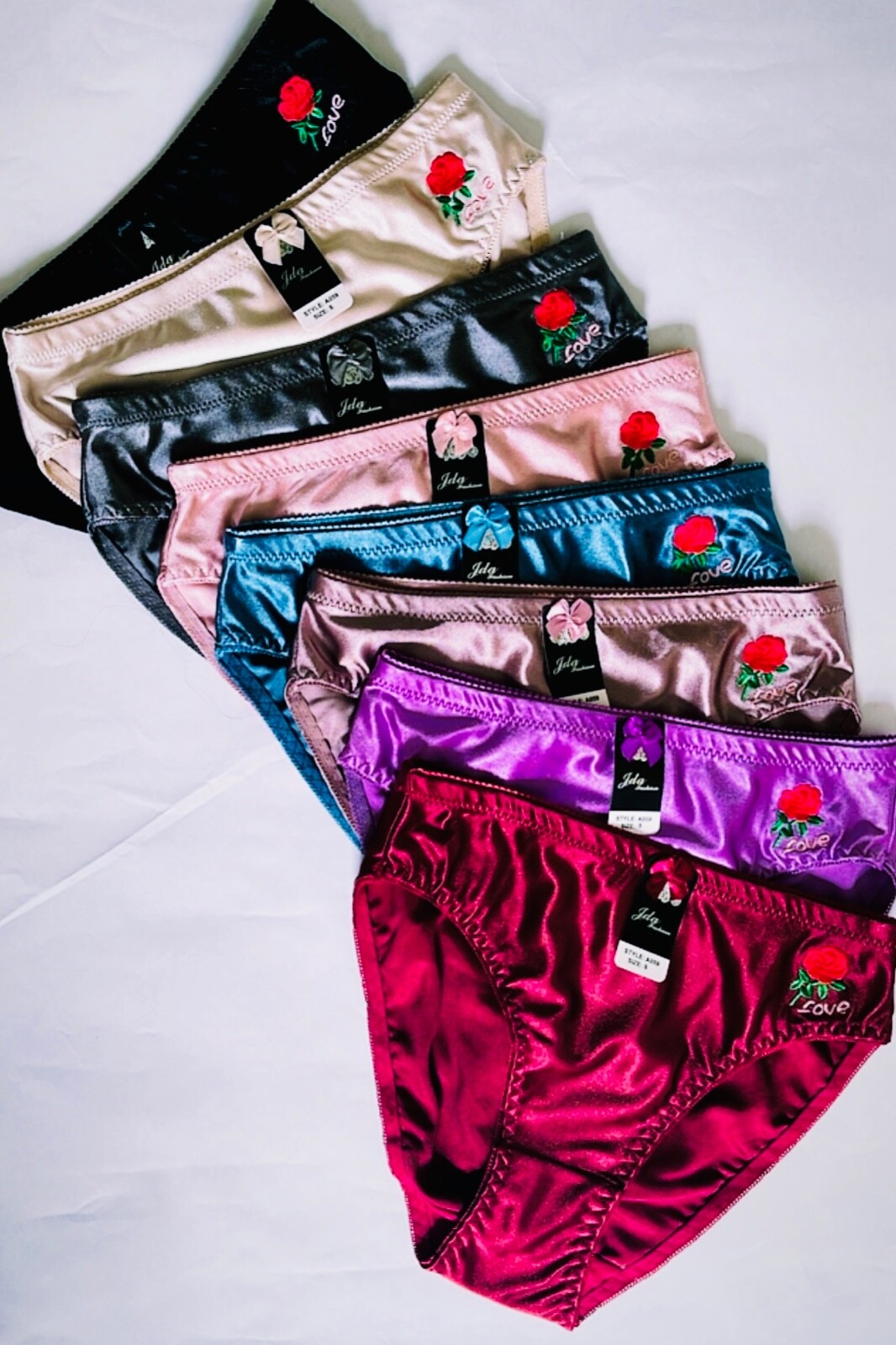 LOT 3/6/12 PACK Women’s Plain Bikini Rose Love SATIN Panty Underwear S-XL A059