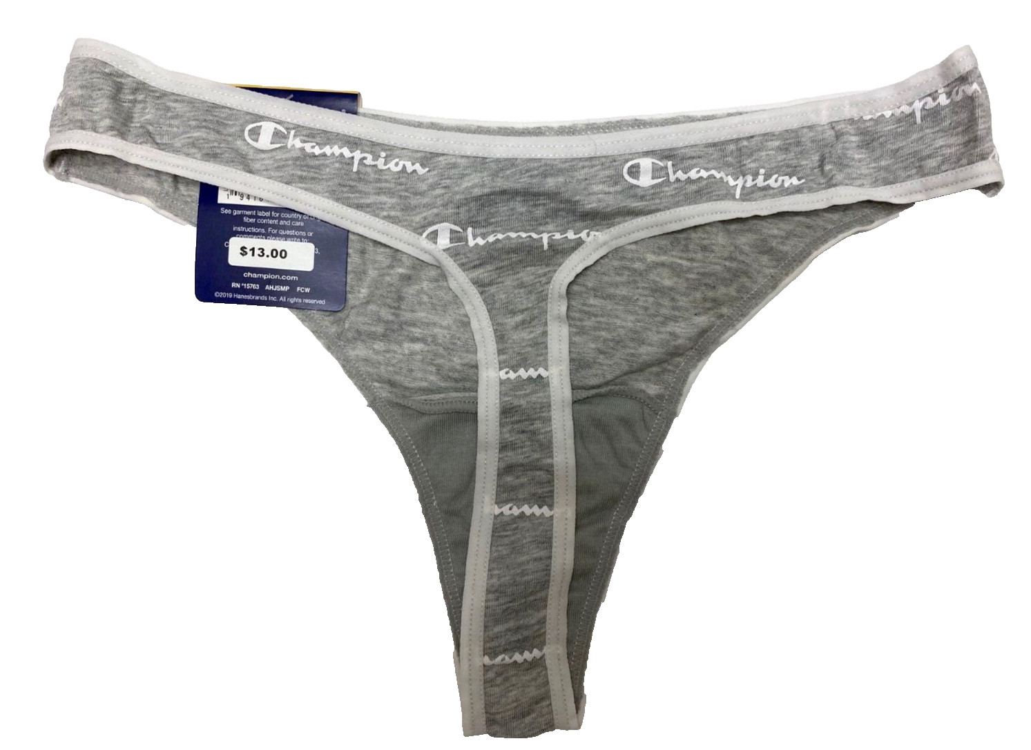 Women Champion Sz M Medium Thong Underwear Panty Grey/White NEW