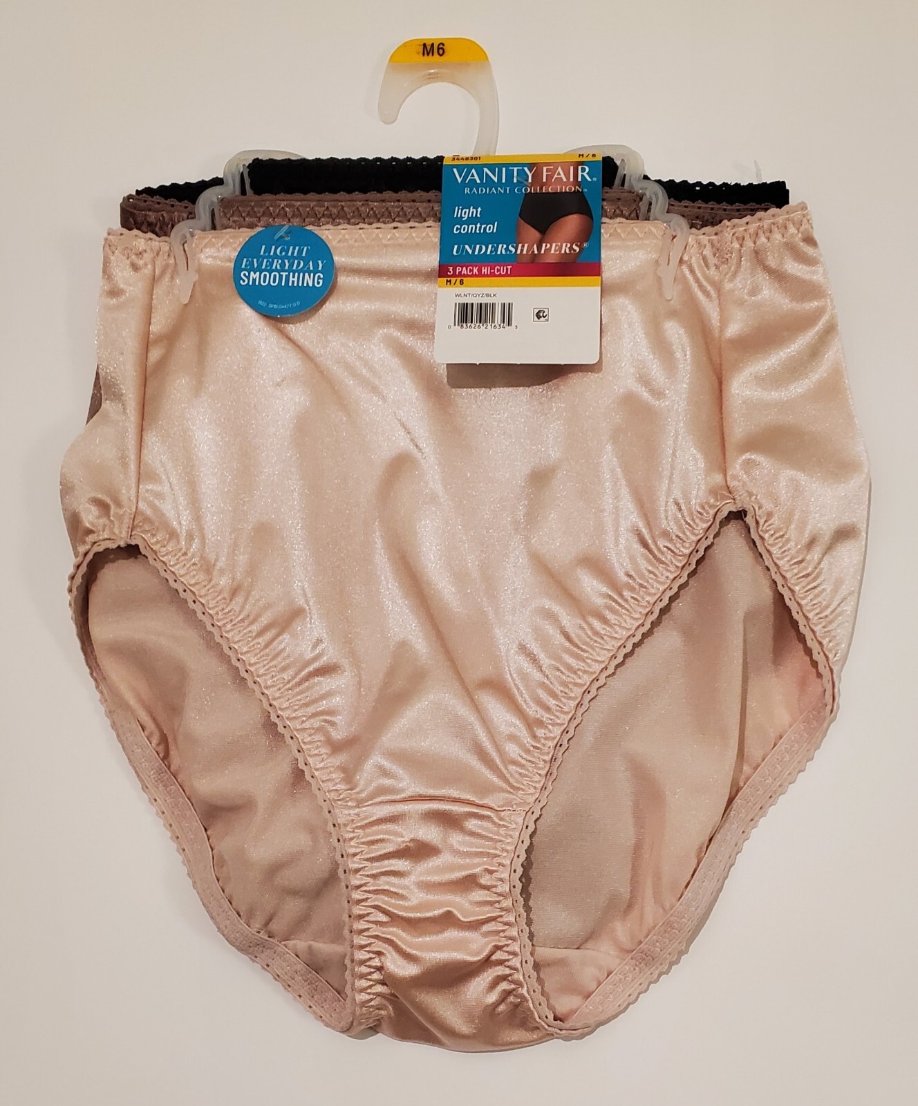 Vanity Fair Radiant Undershaper Underwear Womens S5 to 5XLHi-Cut 3 Pk Multicolr