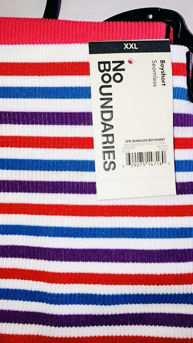 No Boundaries Women’s Boyshort Panty 2- Pack Size XXL, Seamless Underwear, New