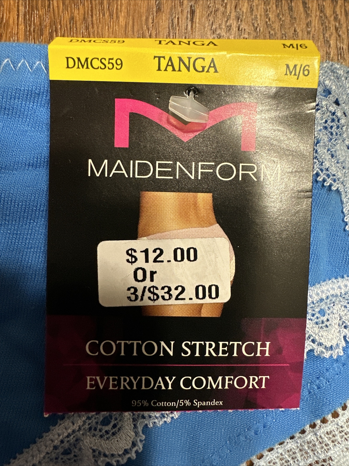 Maidenform Cotton Stretch Tanga Style DMCS59 Panty Underwear Med. 6 – Blue – New