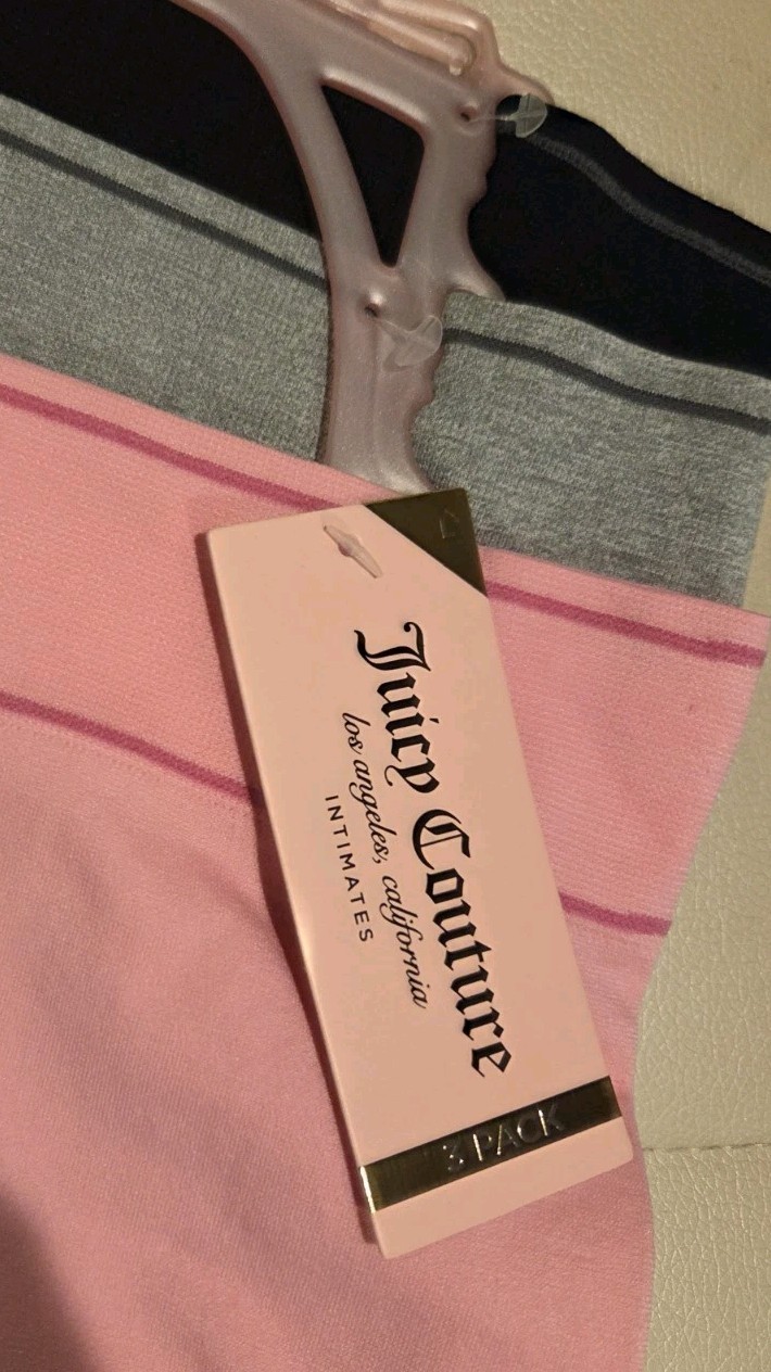 Nwt Juicy Couture Seamless Panties 3 Pack L Large Pink Grey Black Underwear