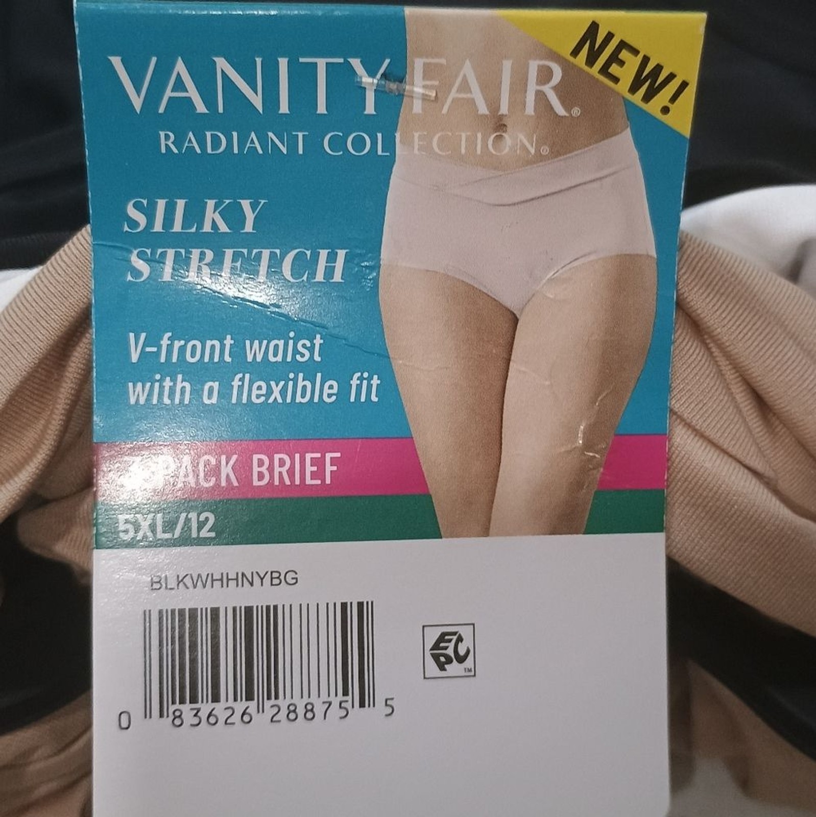 Vanity Fair Radiant Color Silky Stretch 3 Briefs – Tan, Black, White Size 5x