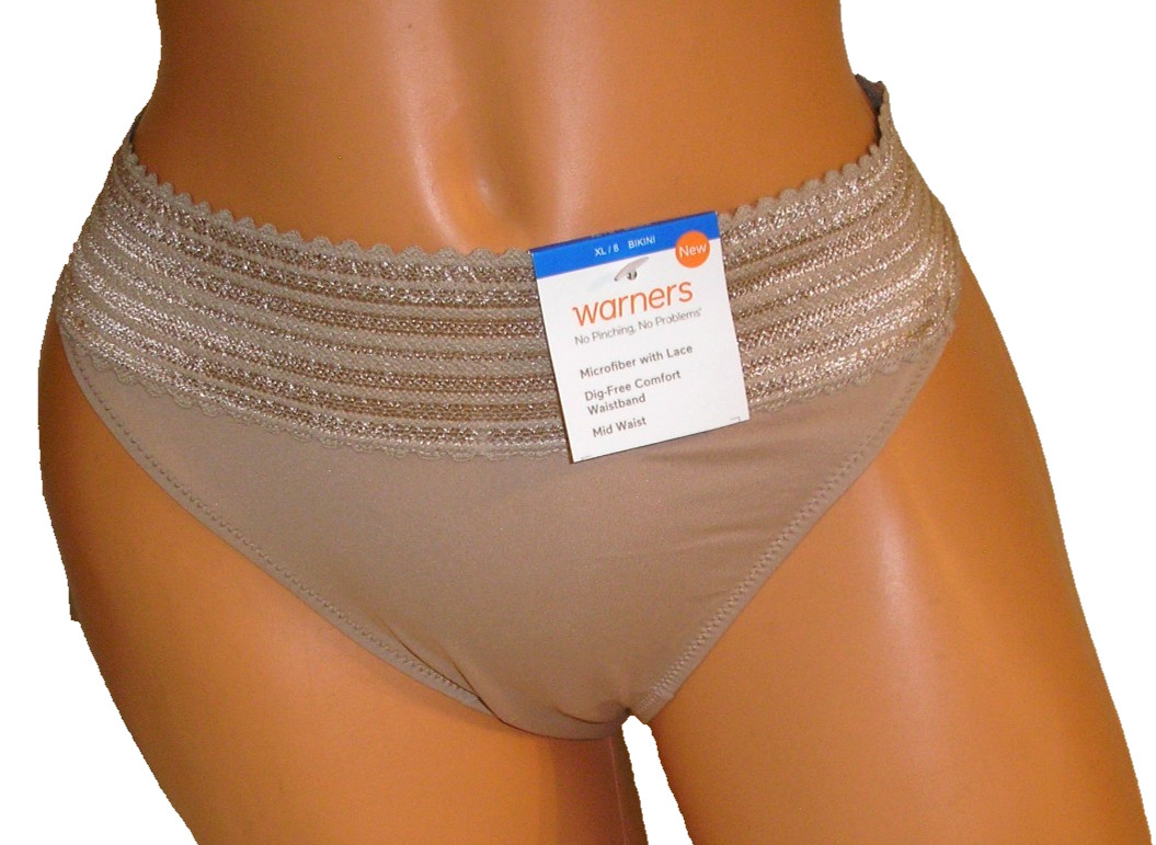 Panties Lingerie Warner’s No Pinch No Problems Tan Bikini Sz 8 XL Adult Gift