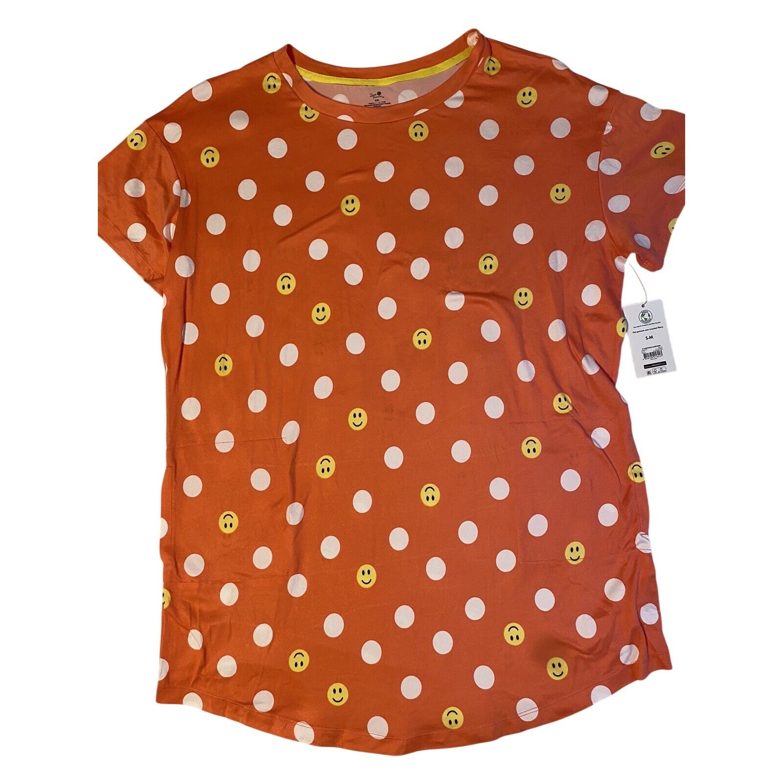 Secret Treasures Smiley Face Nightgown Womens Size Small-Medium Orange Pajamas