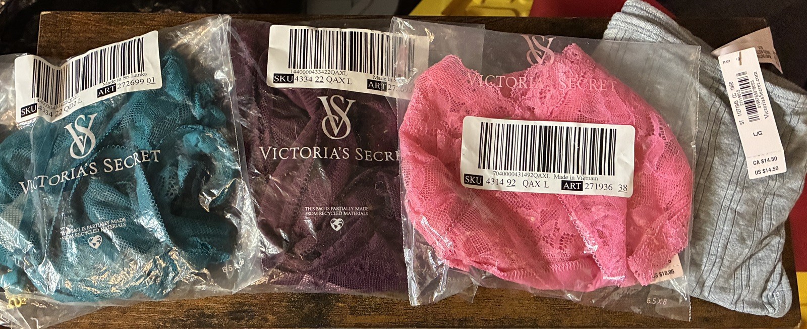NEW – Victorias Secret Panties – Size Large – 4 Pair