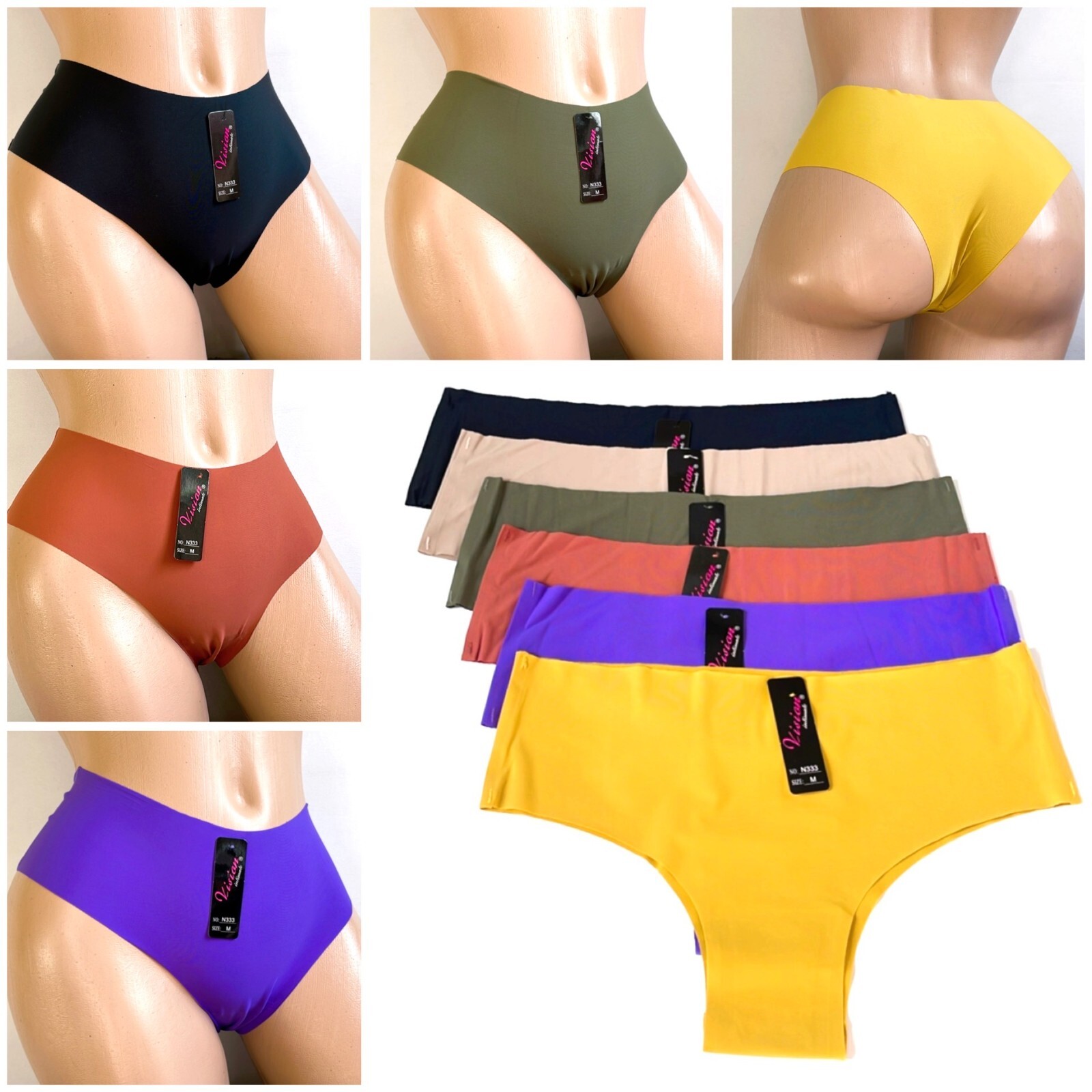 6-12 Bikini Cheeky Laser Cut knickers Lingeries cool Icy Silky Underwear 40 S-XL