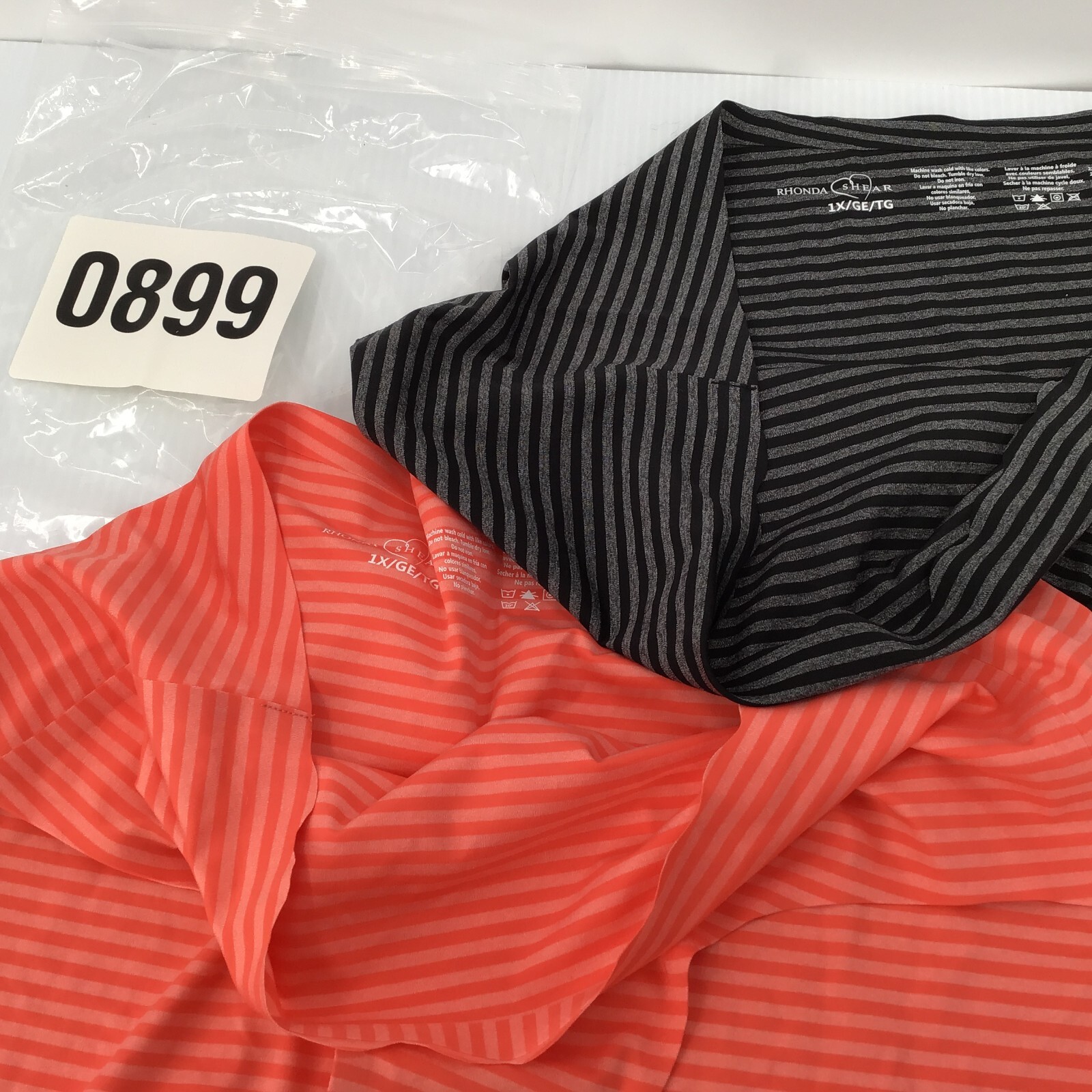 2 Pair Rhonda Shear 1X Style 4053, Stripe Panties, Black & Orange
