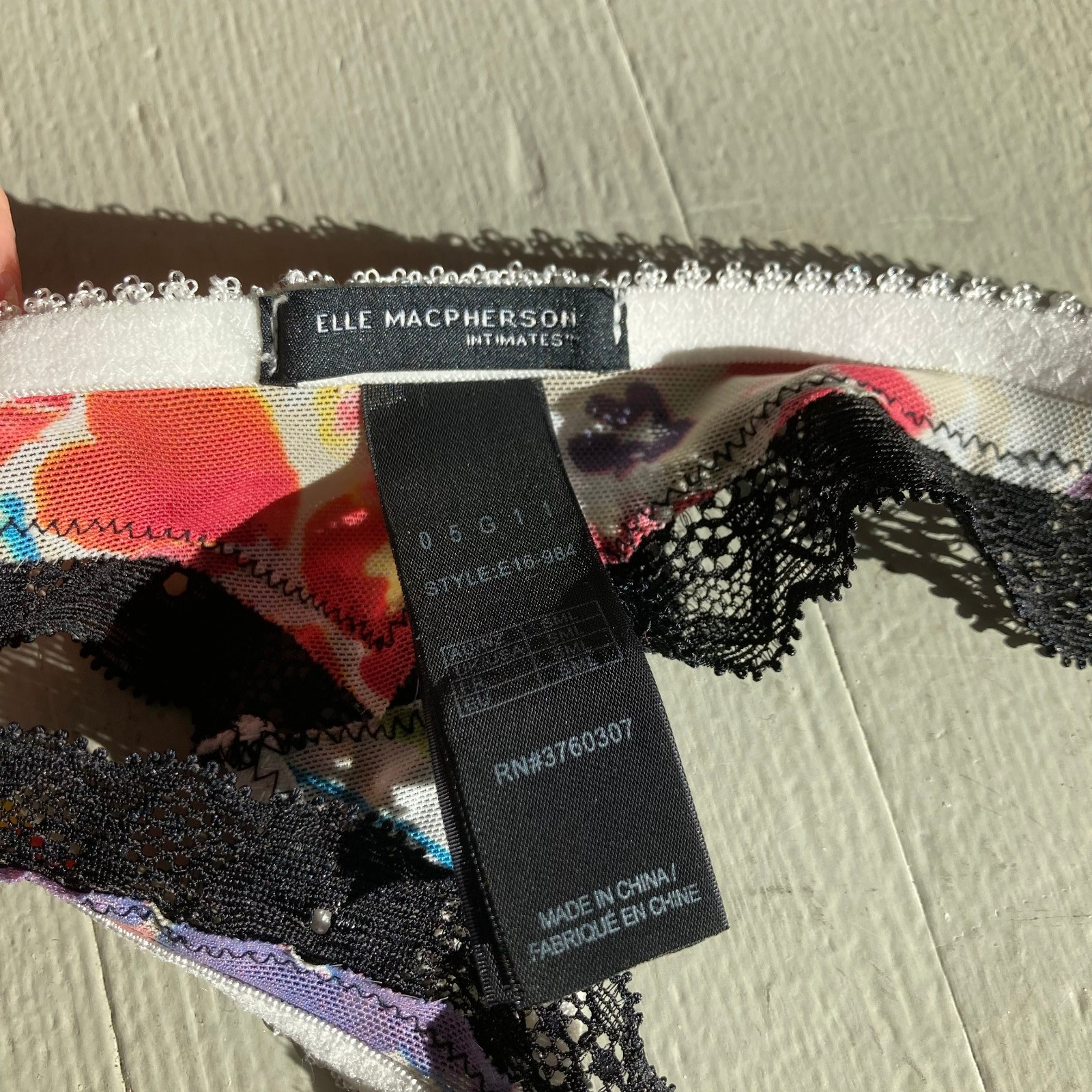 elle macpherson floral mesh lace trim thong panties nwt