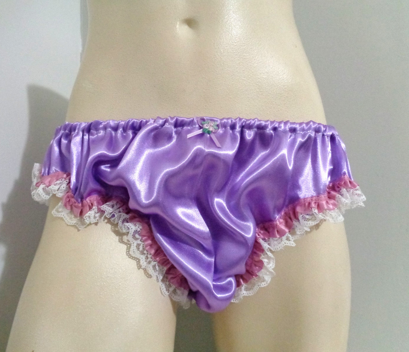 adult sissy lavender ** *frilly men satiny bikini panties bloomer dress-up 33-47