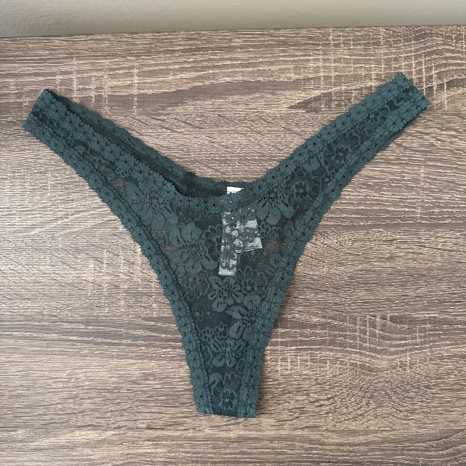 Pink By Victoria’s Secret Medium, Dark, Green Floral Lace, Thong Panties