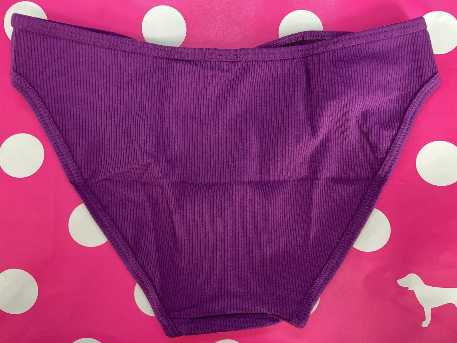 NEW 2021 Victorias Secret PINK Bikini Panties Ribbed Panty Purple Logo Tab M
