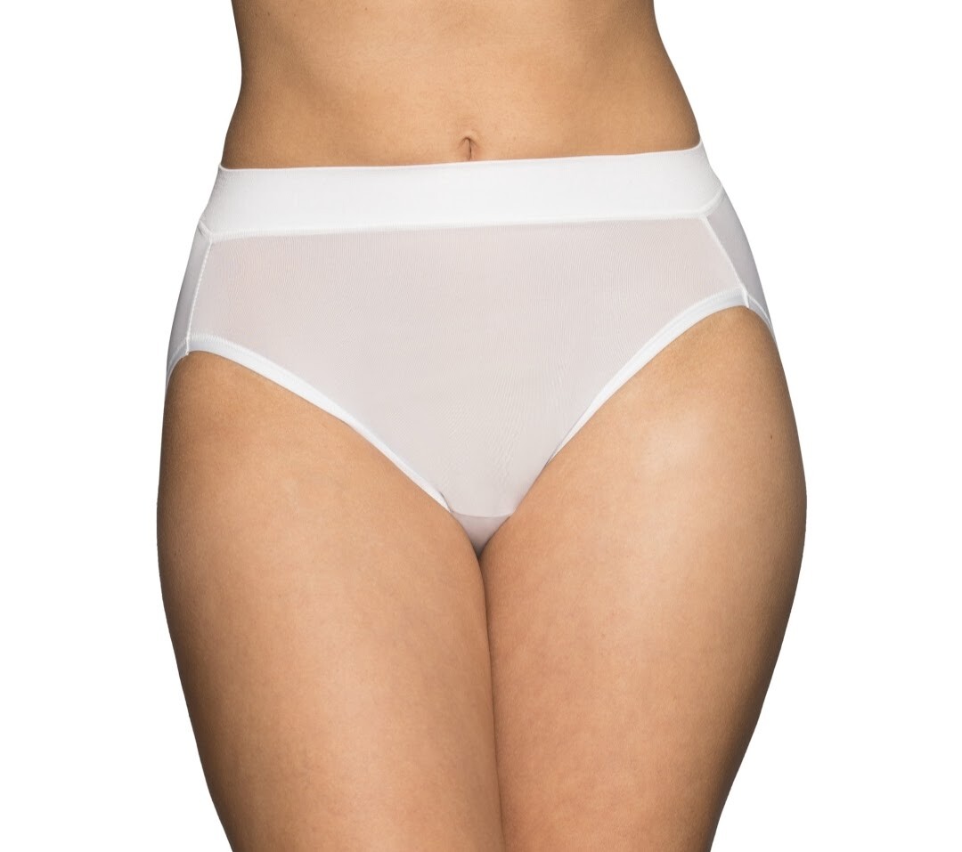 Vanity Fair PLUS Radiant 360 Comfort Soft Hi-Cut 3-Pk Sheer White Black 3XL, 5XL