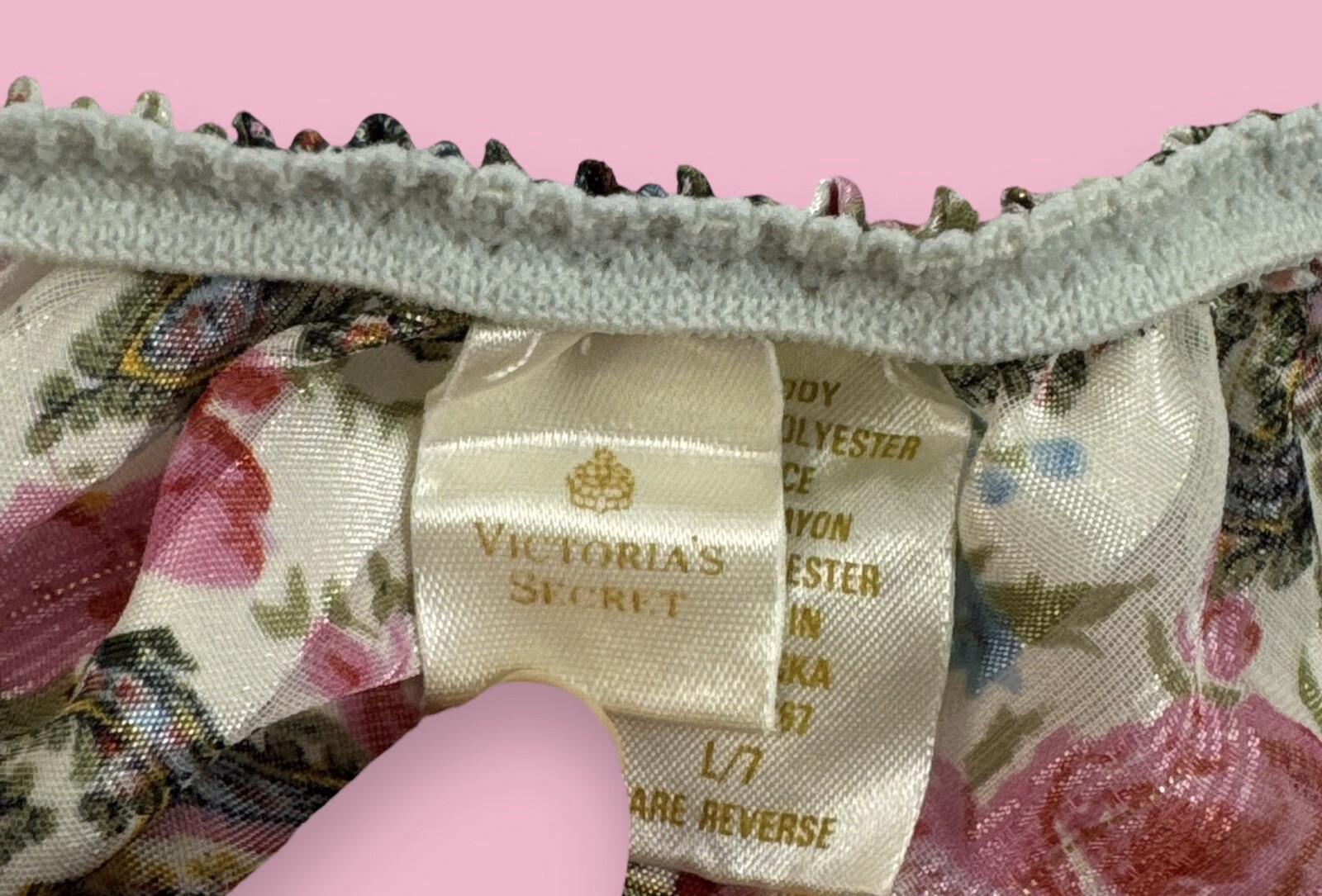 Vtg Victoria’s Secret L Second Skin String Bikini Panty Shiny Y2K Gold Label