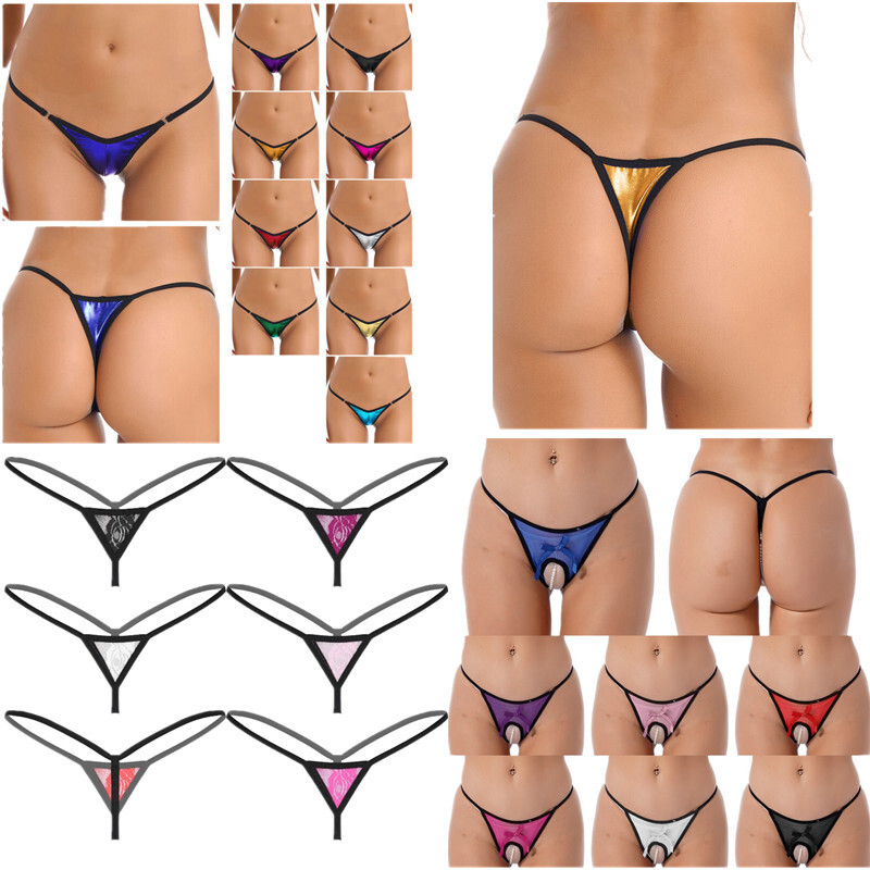 Sexy Women Shiny Low Waist Mini G-String Bikini Thong Panties Underwear Lingerie