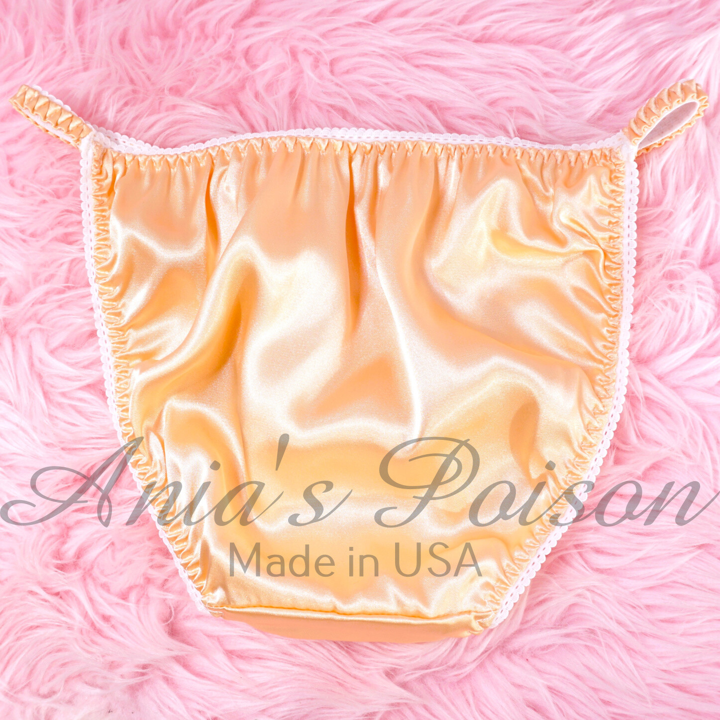 80s style SATIN panties sissy Duchess Cut Champagne ladies string bikini 5-9