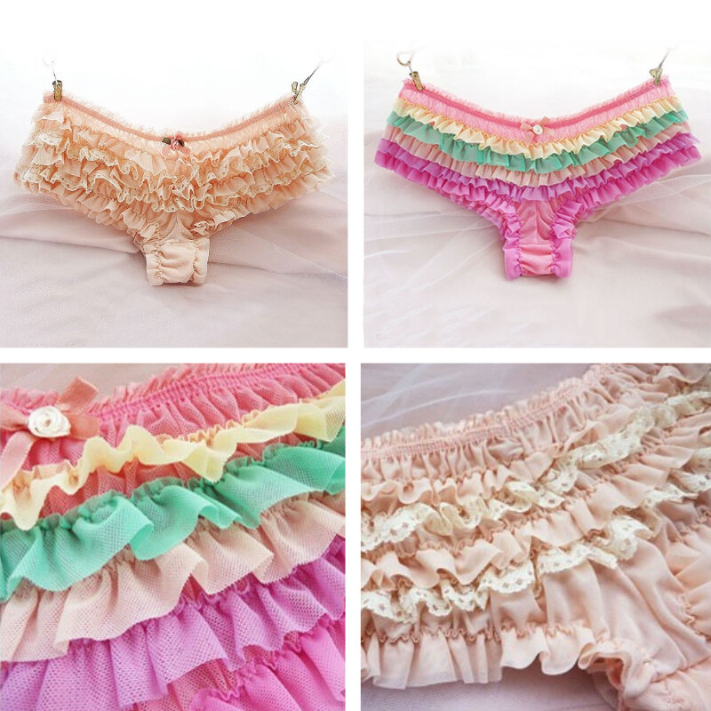 Women Frilly Lace Ruffle Tiered Knickers Panties Briefs Sexy Underwear Sweet