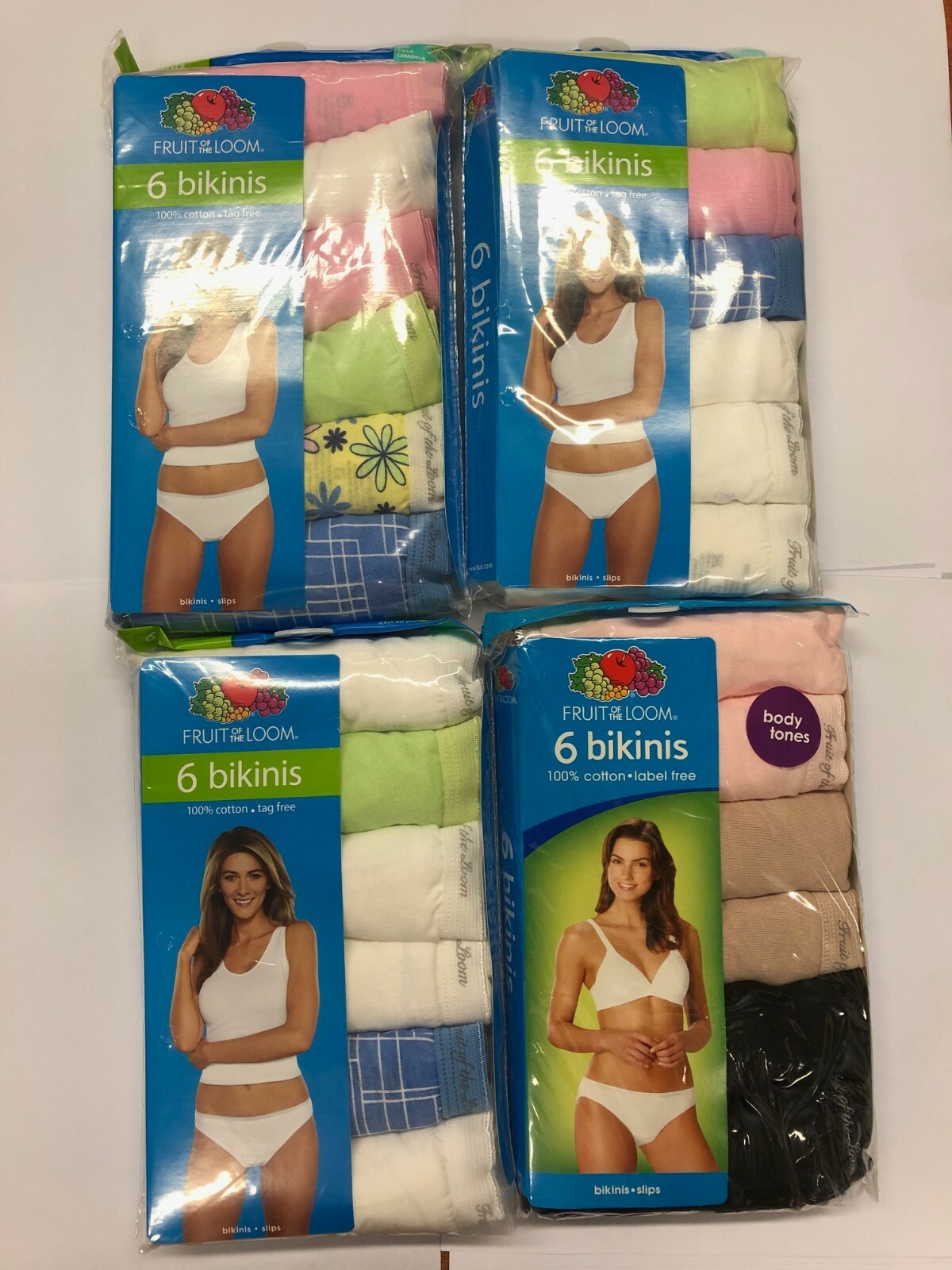 FRUIT OF THE LOOM WOMAN’S 24 PK ASSORTED COLORS SIZE 9 BIKINI ONLY 100% COTTON