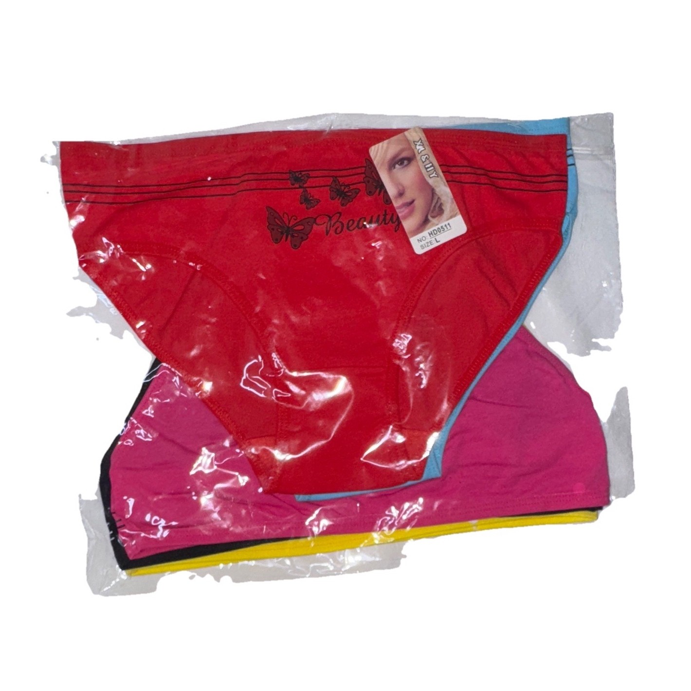 Women Bikini Panties Multicolor Butterfly Theme Underwear Size L Regular