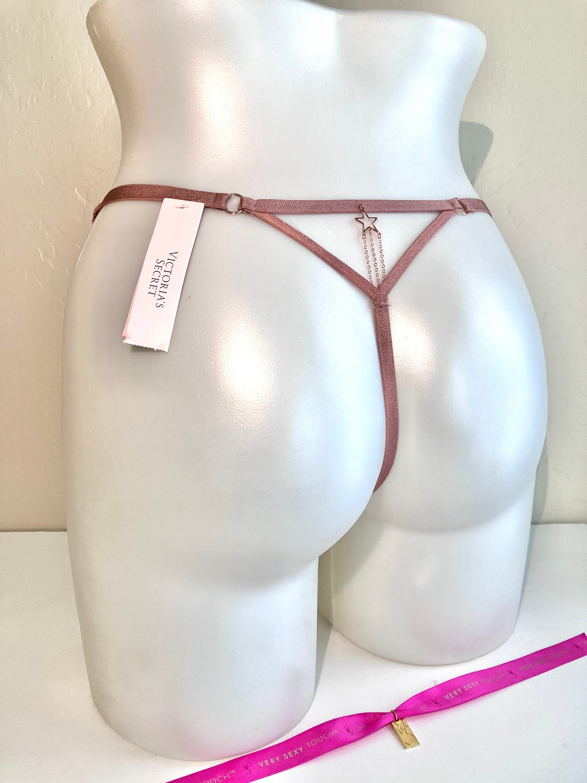 Victorias Secret SEXY Gold Star Charm Thong Panty Panties Strappy Cut Out NWT