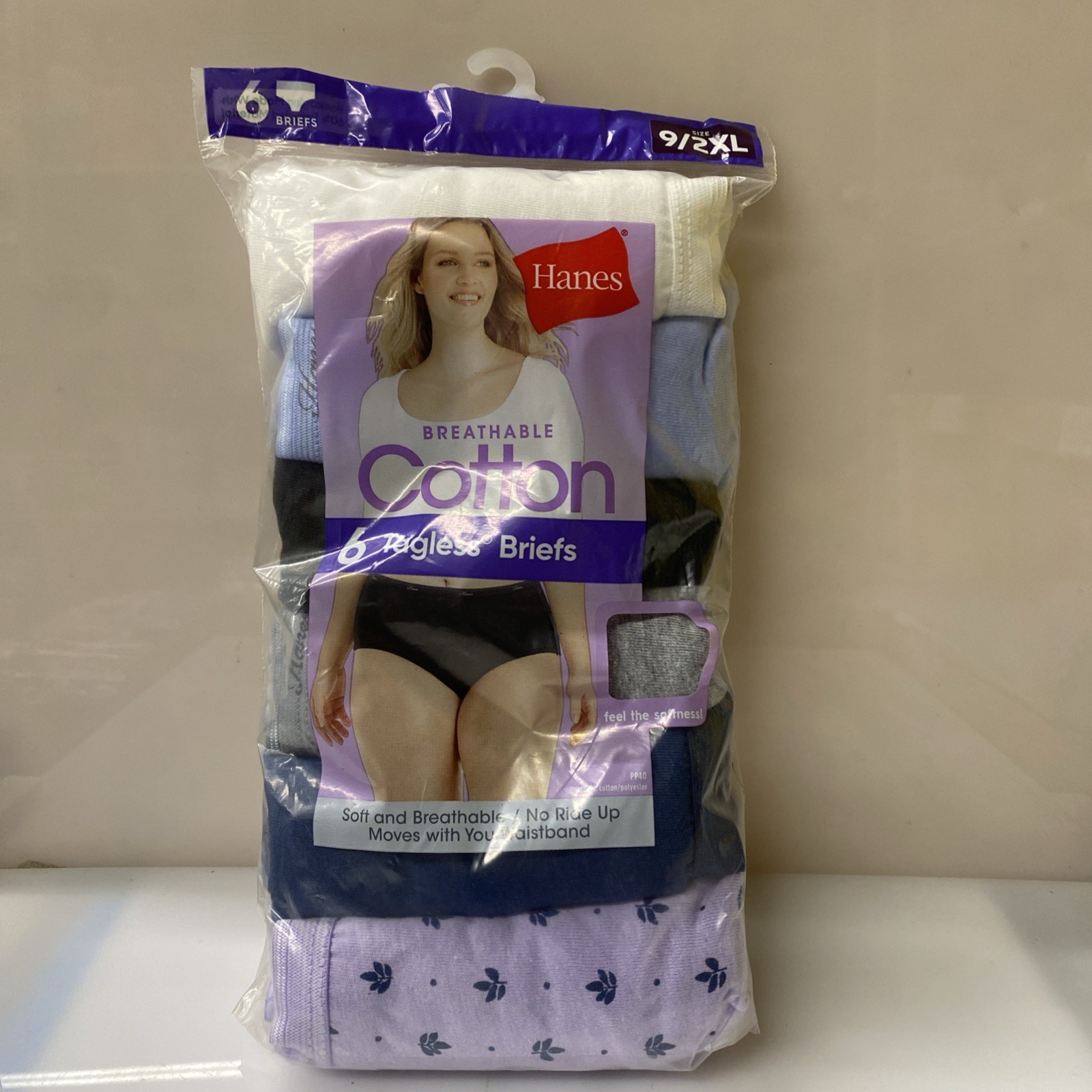 Hanes Women’s Panties 6-Pack No Ride Up Cotton Brief Cut Cool Comfort Size 2XL