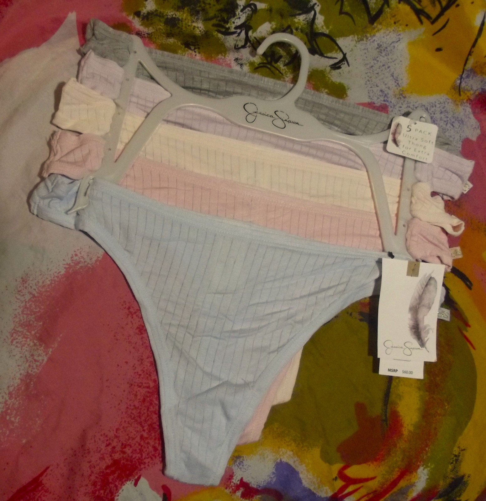 5 NEW JESSICA SIMPSON JS38391 BL ULTRA SOFT THONG PANTIES M