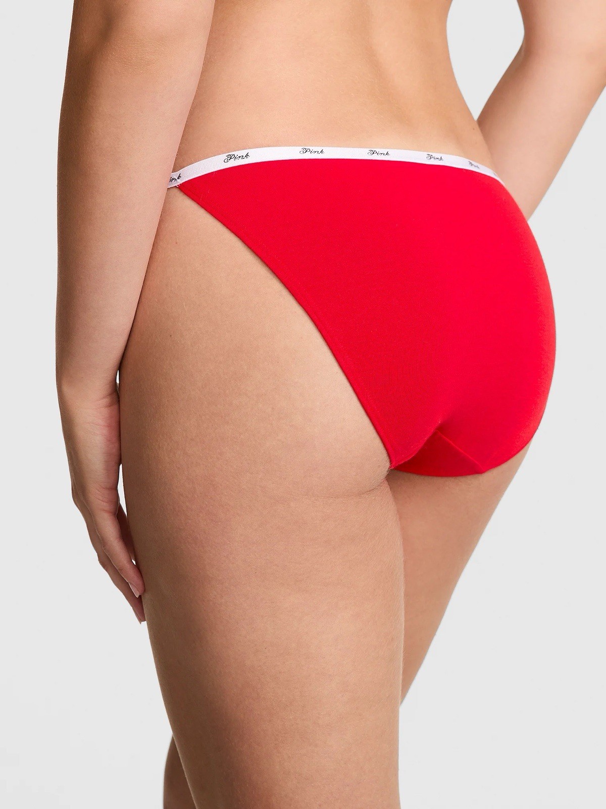 NWT Victoria Secret PINK LOGO COTTON SCOOP String Bikini PANTY Red XL Christmas