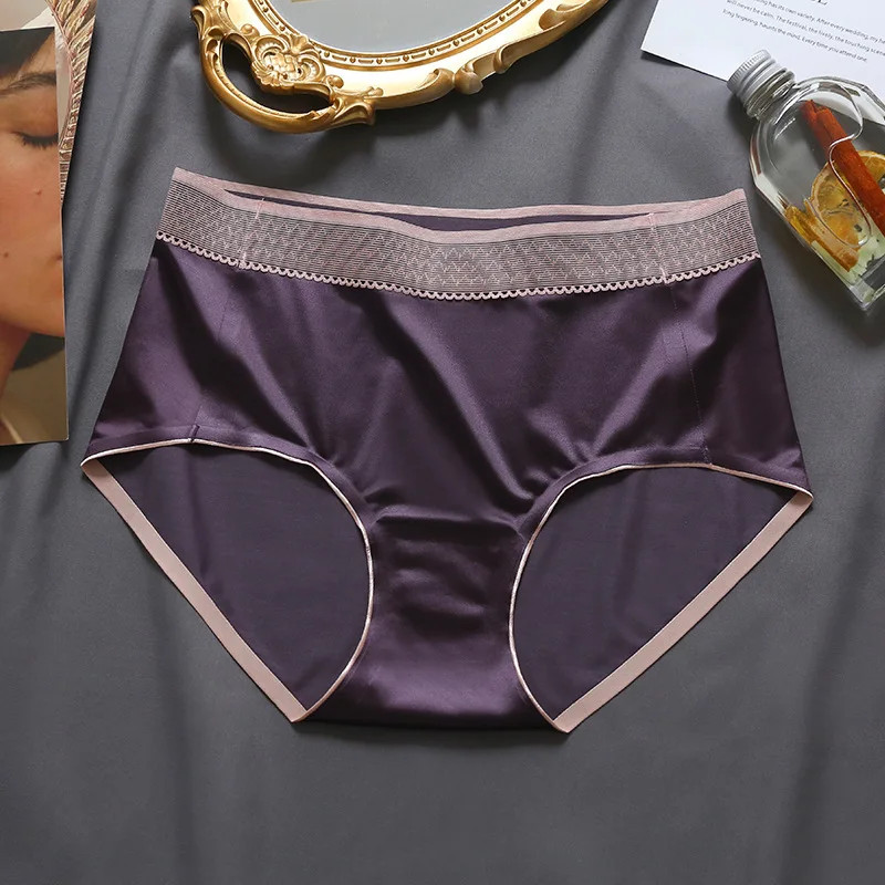 Seamless Briefs Mid Rise Satin Feel Smooth Breathable Panties Women Soft