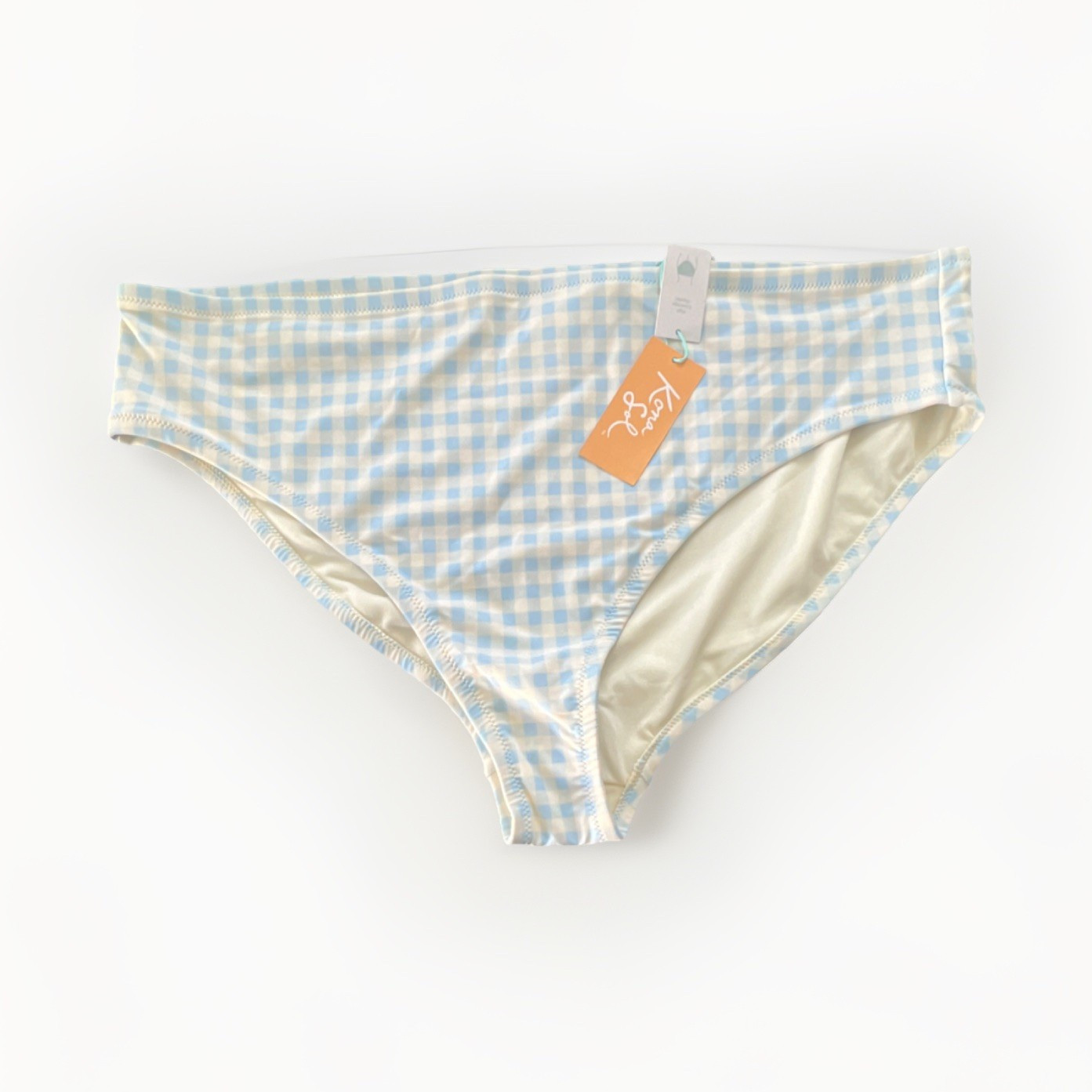 Kona Sol Bikini Panties Blue White Check Pattern Size 20W/ 22W Polyester Women’s