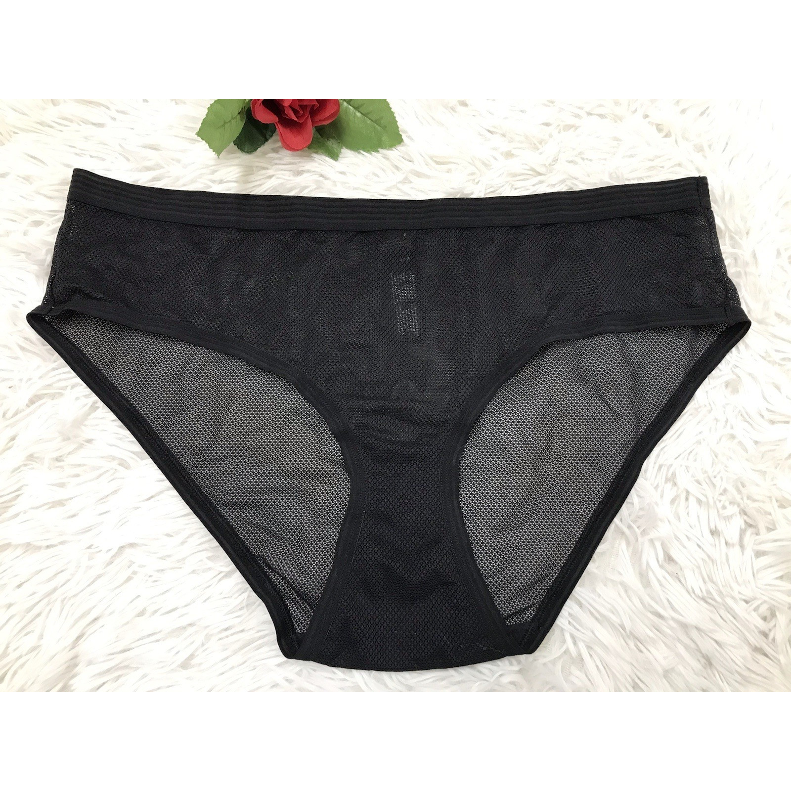 Women’s DKNY DK8623 Dot Mesh Bikini Panty Underwear Size X-Large High Waist NWOT