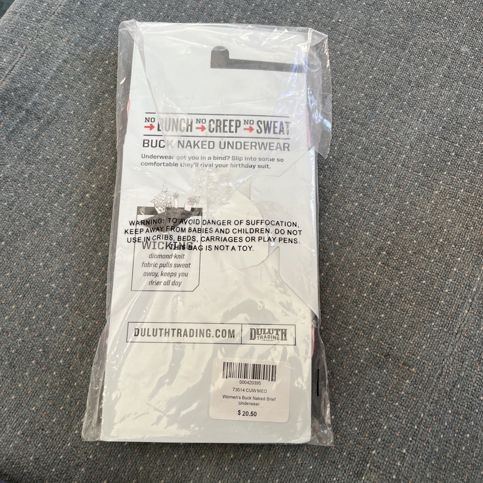 Duluth Trading Co WM Buck Naked NWT Briefs Pink Size M Light Wicking Fabric