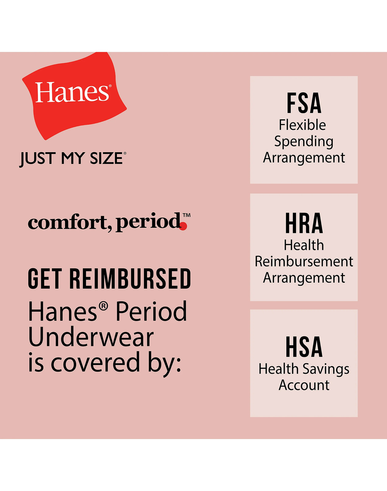 Hanes Just My Size Comfort, Period. Brief Underwear, Super Leaks, 2-Pack (PLUS