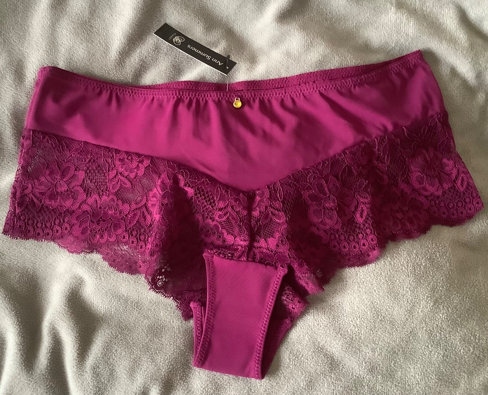 ANN SUMMERS – “Sexy Lace Planet” Burgundy Knickers Short Style Size 8 – BNWT